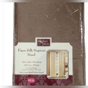 Faux Silk Dupioni Rod Pocket Curtain Panel Lined in White Cotton 44”W x 84” L